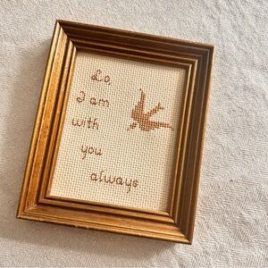 Framed Cross-Stitch Art with Bird Design